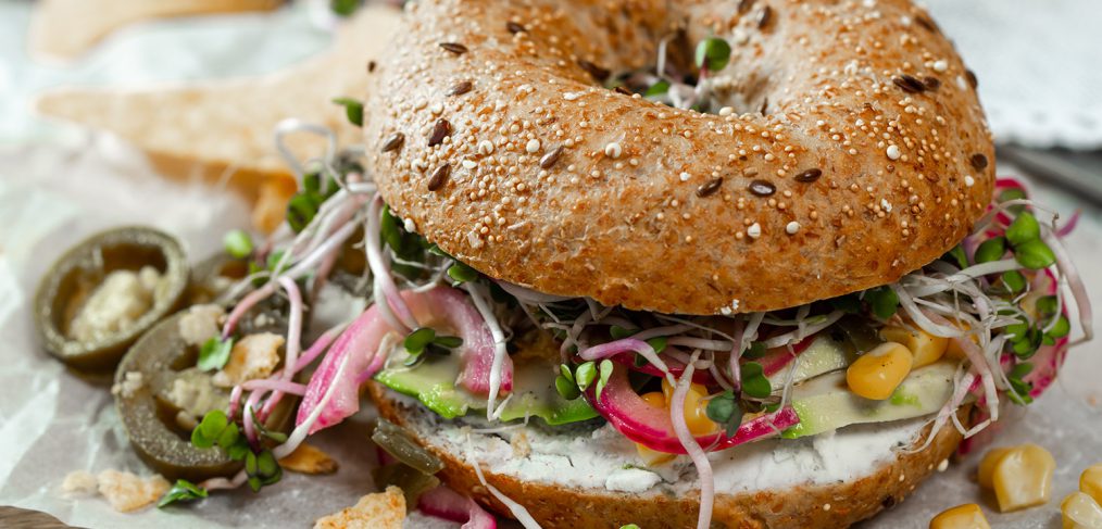 Avocado and jalapeño bagels